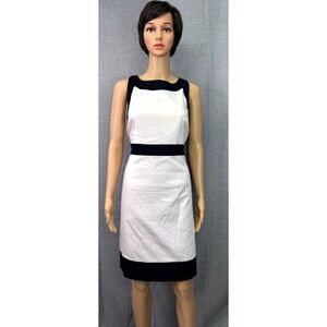 Ann Taylor Sleeveless Pencil Dress Women's Size 8 Ivory Black